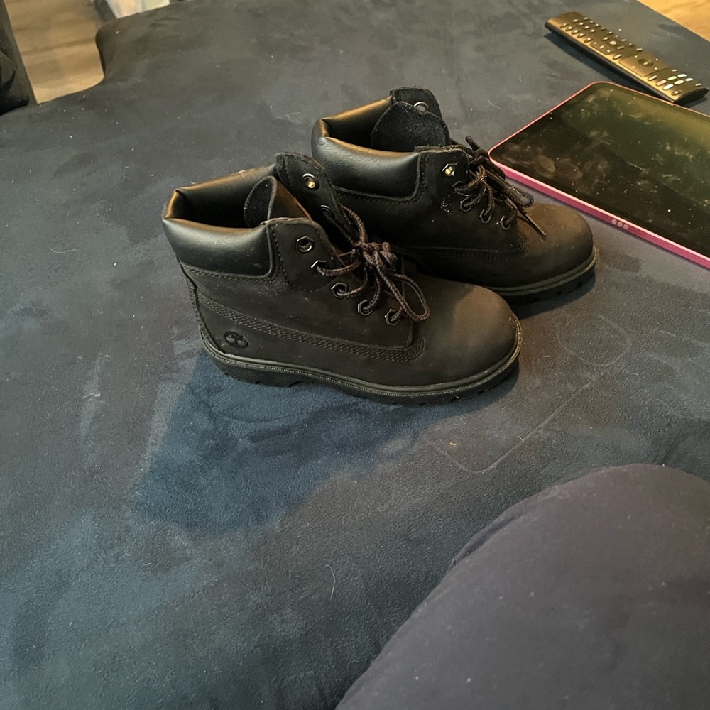 Kids Black timberland Leather Boots